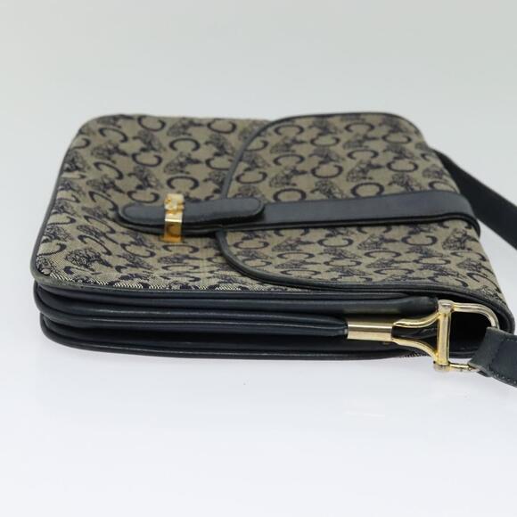 CELINE C Sulky Shoulder Bag Canvas Navy Gold - Picture 5 of 13